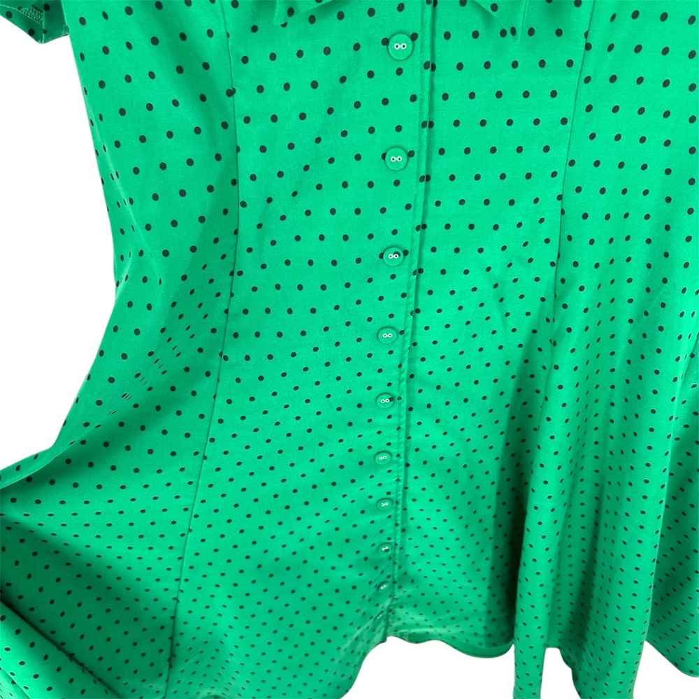 Tatyana Esmeralda Green and Black Polka Dot Swing Pin Up Dress Faux Buttons 4XL - Picture 4 of 9